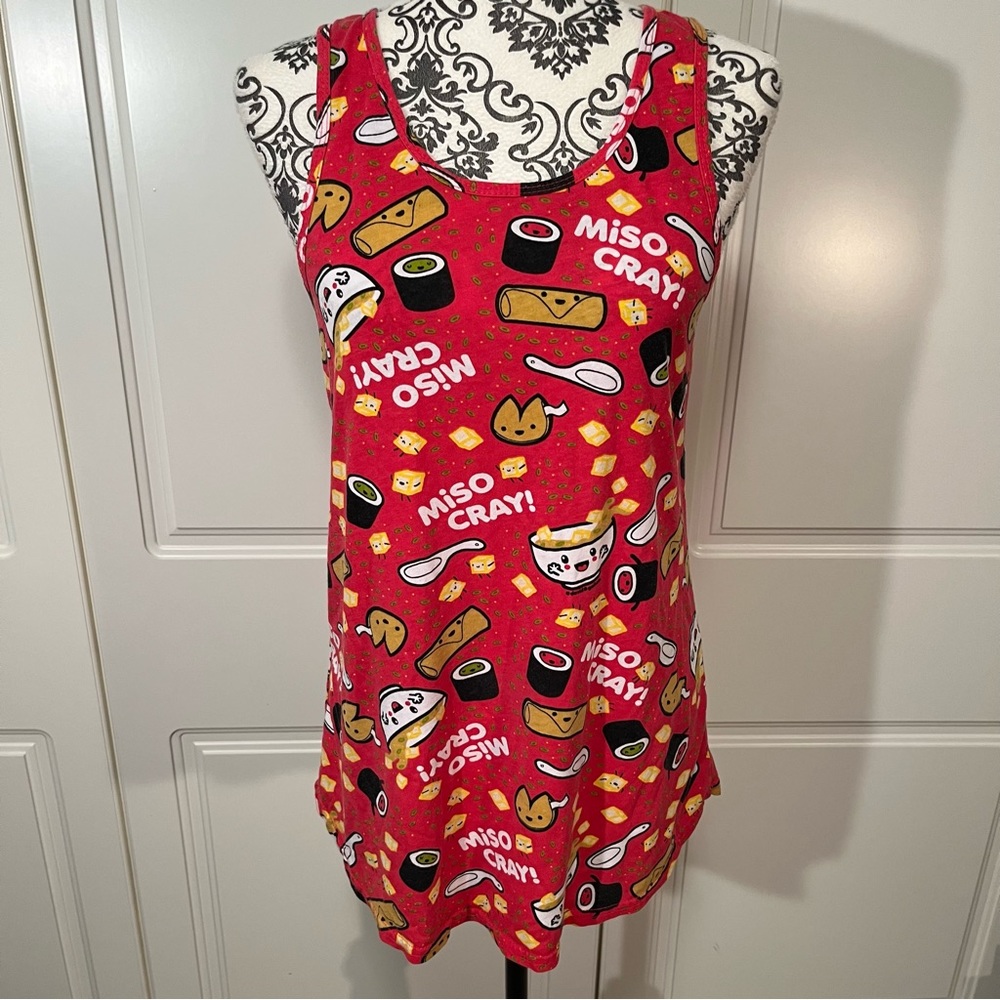 David & Goliath "Miso Cray!" sushi noodle graphic tank tee women's size medium
